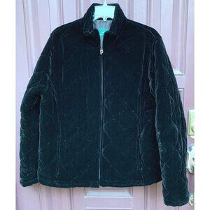 VTG 80s Lauren Ralph Lauren Womens Black Quilted Velvet Insulated Jacket L